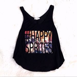 Papaya-#HAPPYSPRITES Black Tank-GUC-Sz Small